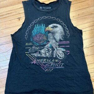 Harley-Davidson Black Tank with Eagle and Motorcycle Graphic